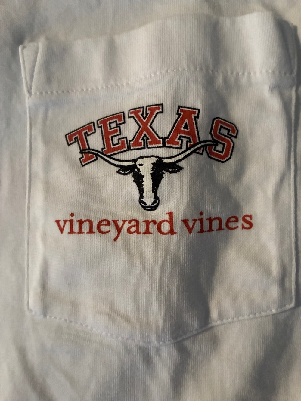 Vineyard Vines White Long Sleeve Pocket Tee with Texas Longhorns Graphic new!
